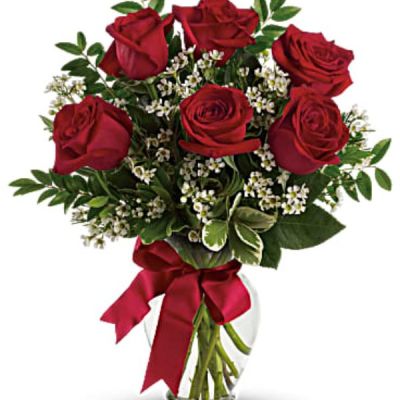 <div id="mark-2" class="m-pdp-tabs-marketing-description">Somebody's gonna get a beautiful surprise. Imagine her smile when this lovely bouquet of roses arrives at her door - for no special reason at all. Except that you love her. You are going to be such a hero.</div>
<div id="desc-2">
<ul>
<li>This charming bouquet includes red roses accented with white waxflower, huckleberry and pittosporum along with a red satin ribbon.</li>
<li>Delivered in a clear glass vase</li>
<li>Standard includes 3 glorious red roses, deluxe has 6 wonderful blooms while premium features an exquisite 9 roses.</li>
</ul>
</div>